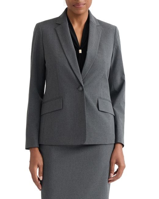 Kasper Gray Washable One-Button Jacket