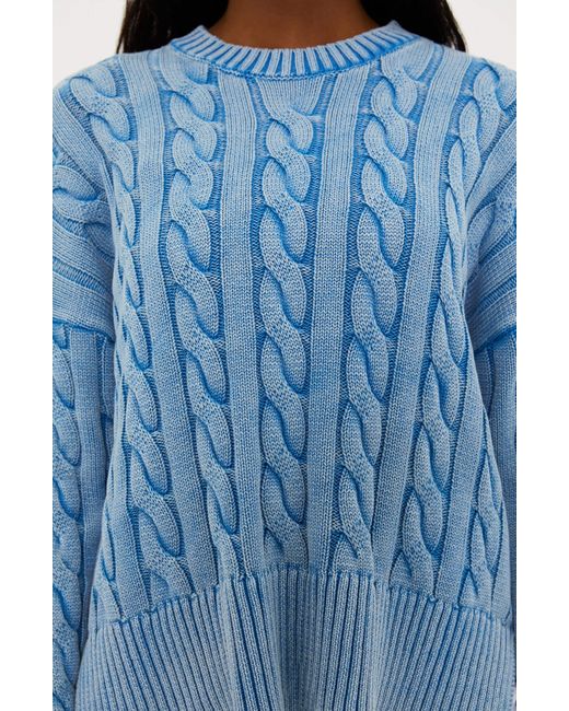 Beach Riot Callie Cable Stitch Crewneck Sweater in Blue | Lyst
