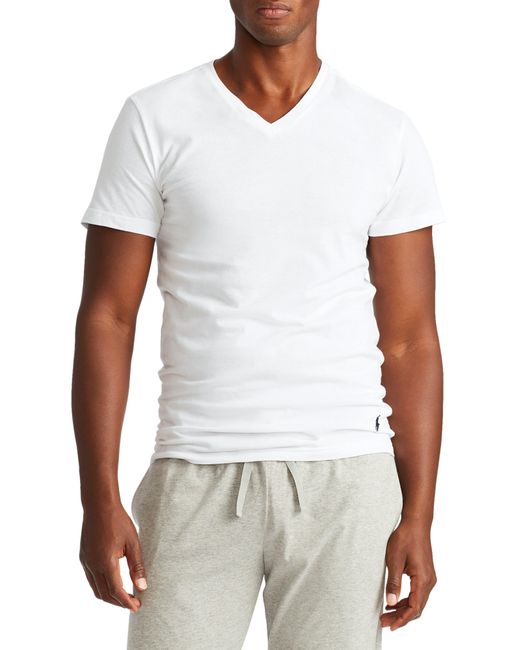 Polo Ralph Lauren White 5-pack Slim Fit V-neck T-shirts for men