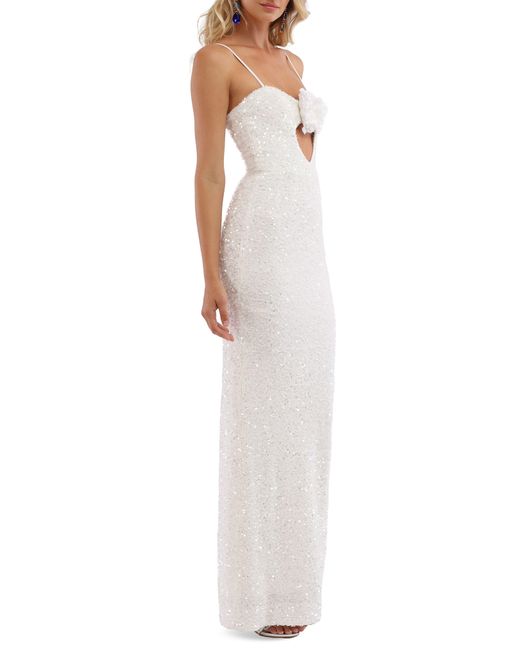 HELSI White Lyla Sequin Cutout Gown