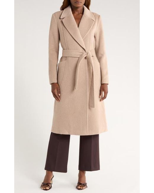 Bernardo Natural Belted Wool Blend Longline Coat