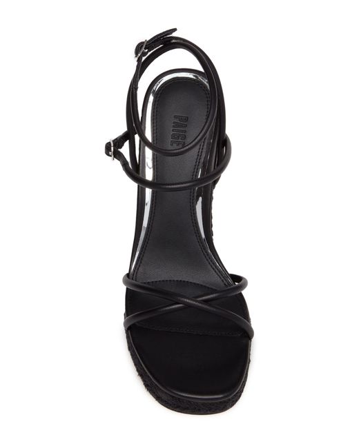 PAIGE Black Kerri Ankle Strap Espadrille Platform Wedge Sandal
