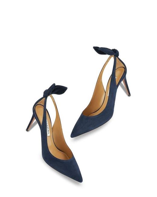 Aquazzura Blue Bow Tie Pointed Toe Pump