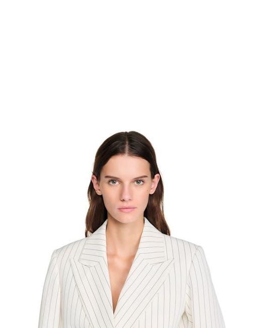 Sandro White Striped Suit Jacket