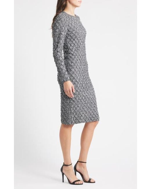 Kobi Halperin Gray Apollo Fringe Long Sleeve Sweater Dress