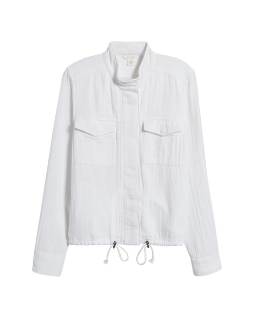 Caslon White Caslon(r) Cotton Gauze Utility Jacket