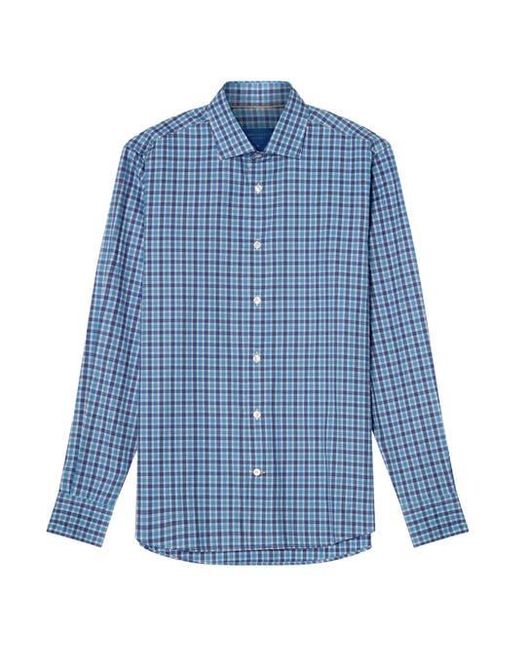 Robert Talbott Blue Reynolds Ultra Light Weight Brushed Multi Check Shirt for men