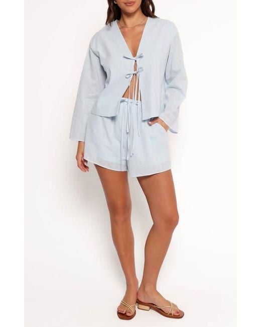 Petal & Pup White Flynn Cotton Tie Front Top & Drawstring Shorts Set