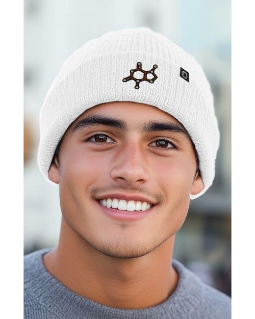 Alix White Molecule Beanie for men