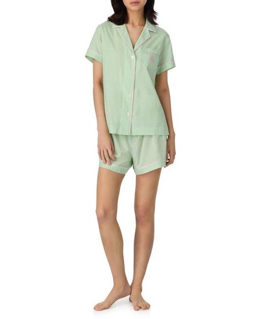 Ralph Lauren Green Print Cotton Blend Short Pajamas