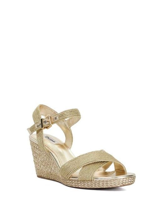 Dune Metallic Kolden Ankle Strap Platform Wedge Sandal