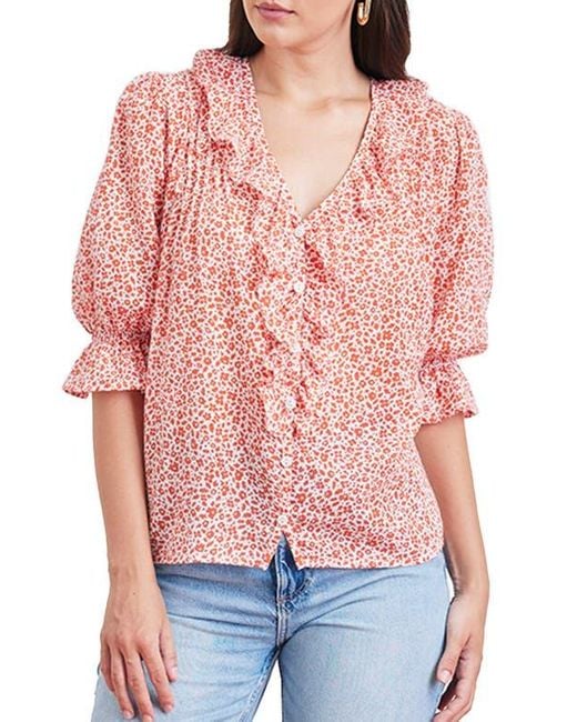 Paneros Clothing Red Chloe Cotton Ruffle Shirt