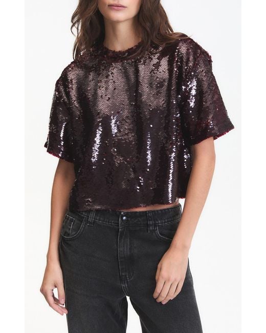 DELUC Black Logan Sequin Top
