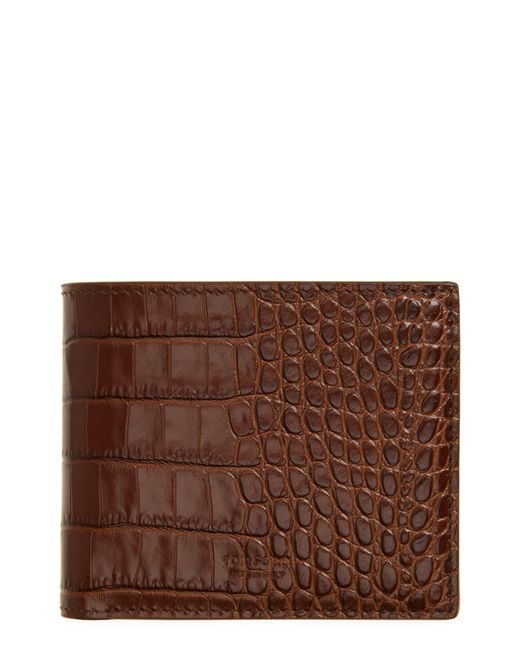 Tom Ford Brown Embossed Classic Bifold Wallet for men