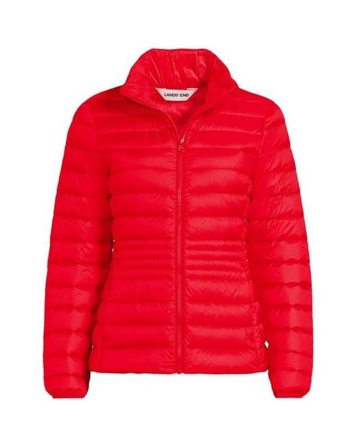 Lands' End Red Wanderweight Ultralight Packable Down Jacket