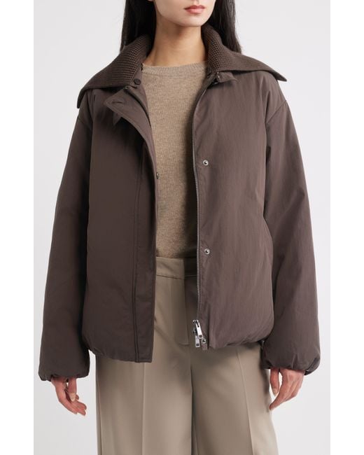 Vince Brown Knit Collar Down Jacket