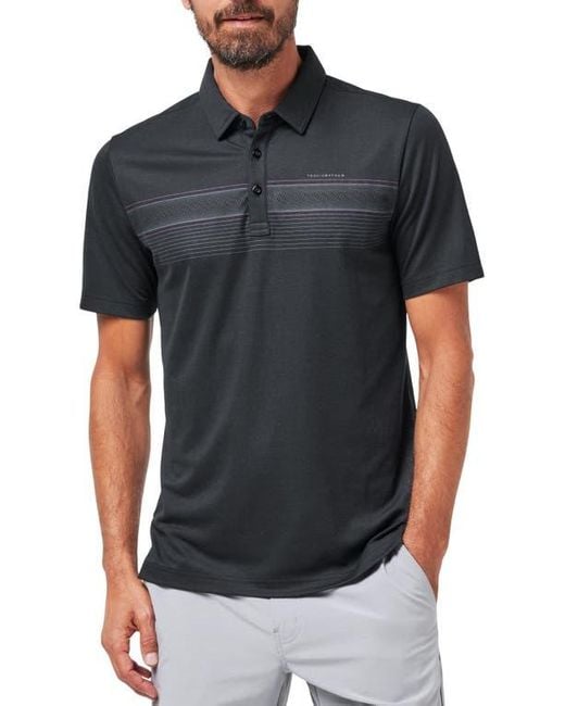 Travis Mathew Black State Of The Art 2.0 Chest Stripe Polo for men