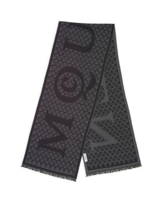 McQueen Gray Multilogo Wool Scarf for men
