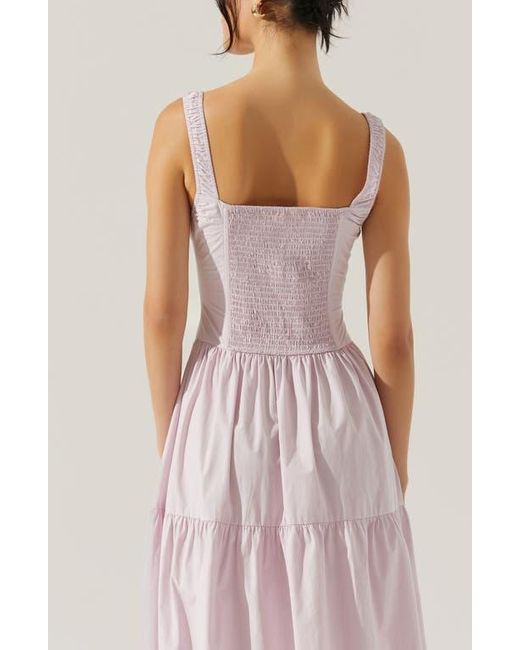Astr Pink Temperance Tiered Corset Midi Dress