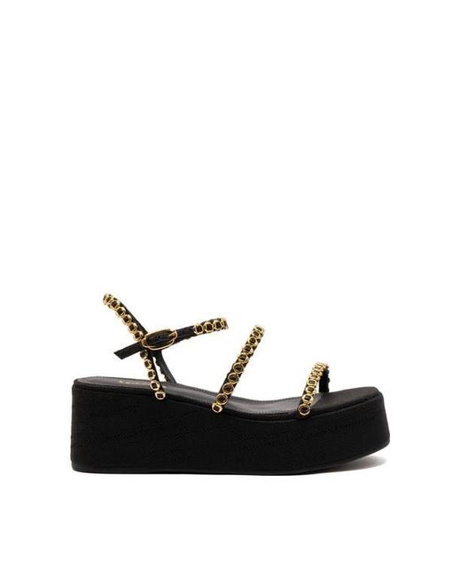 Larroude Black Gio Milanina Flatform Sandal