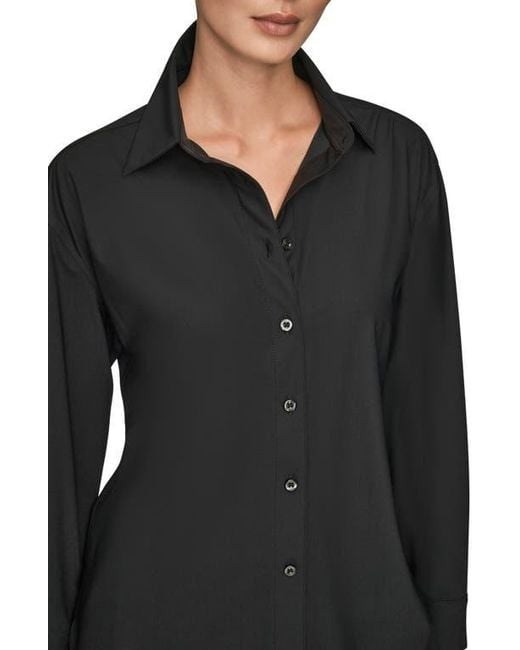 Donna Karan Black Front Button Shirt