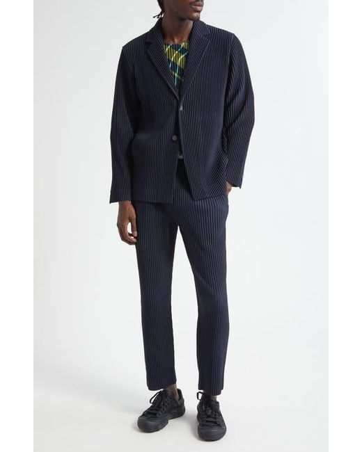Homme Plissé Issey Miyake Blue Basics Pleated Single Breasted Blazer for men