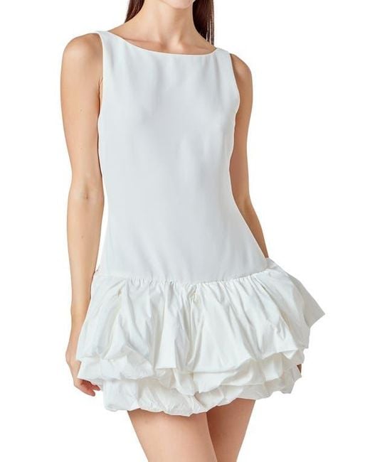 Endless Rose White Bubble Hem Bodysuit Minidress