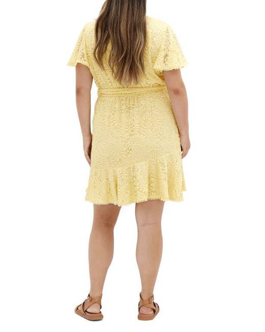 City Chic Yellow Sweat Lace Wrap Dress