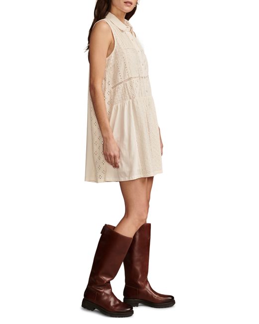 Lucky Brand Natural Embroidered Cotton Shift Dress