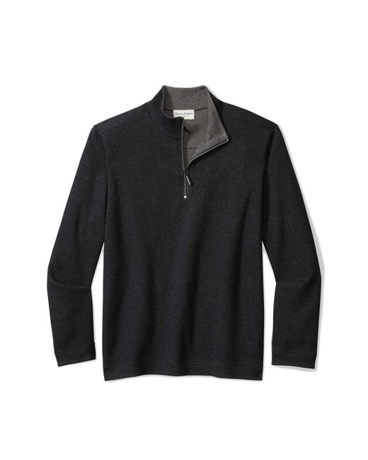 Tommy Bahama Black Flipview Reversible Half Zip Pullover for men