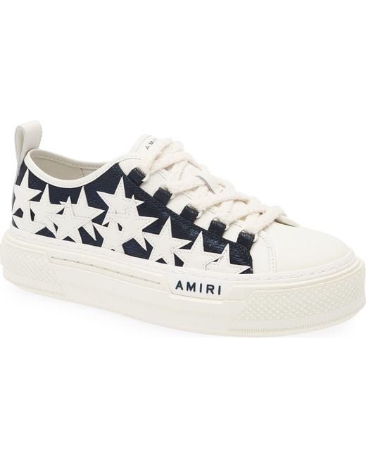 Amiri Blue Denim Stars Low Top Platform Sneaker