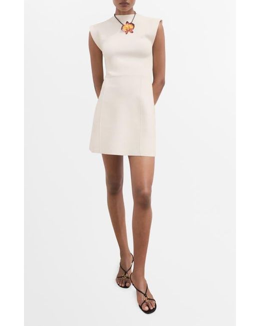 Mango White Domino Knit Fit & Flare Minidress