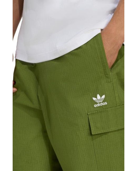 Adidas Green Trefoil Essentials Cotton Ripstop Cargo Pants for men