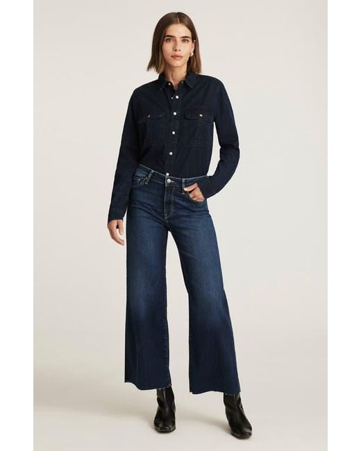 Mavi Blue Paloma Raw Hem Wide Leg Jeans