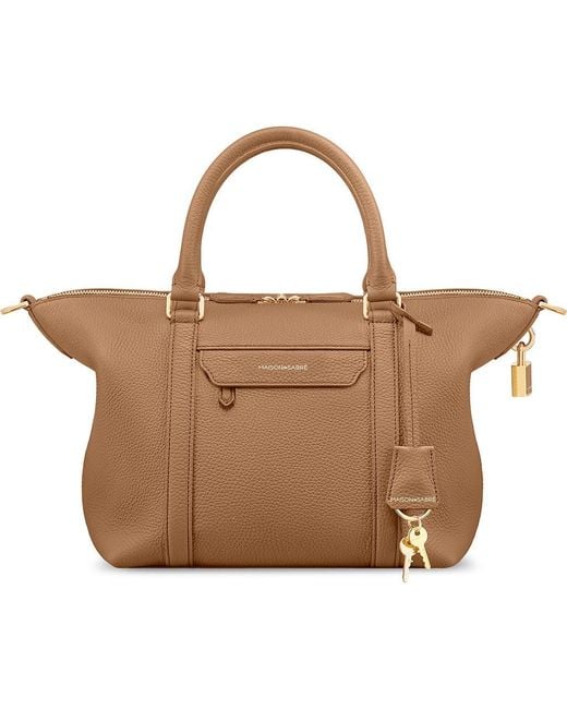 Maison De Sabre Brown Small Leather Weekender Bag