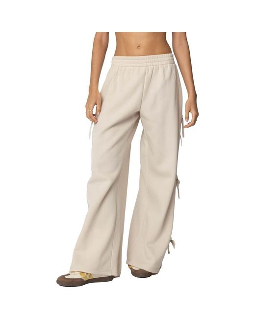 Edikted Natural Claudette Bow Wide Leg Sweatpants