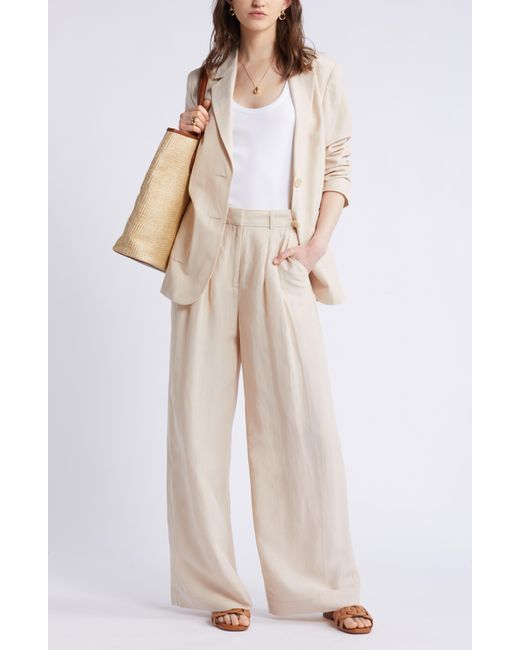 Nordstrom Natural Pleated Wide Leg Pants