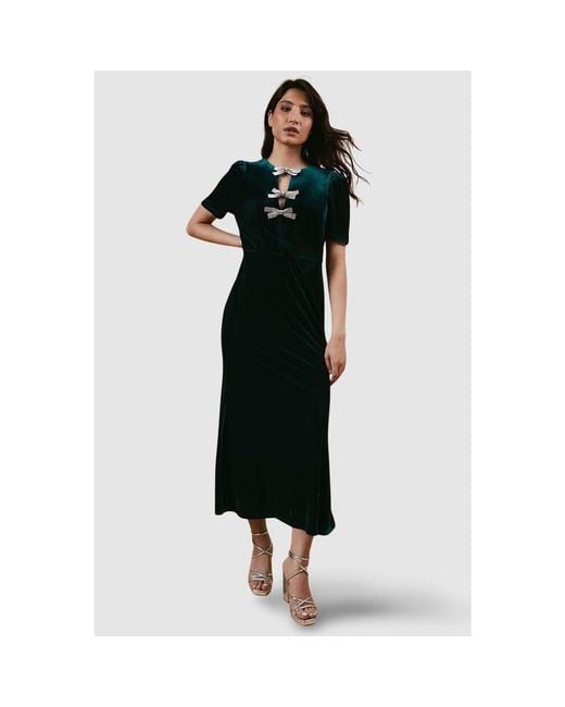 Oasis Black Occasion Velvet Bow Midaxi Dress