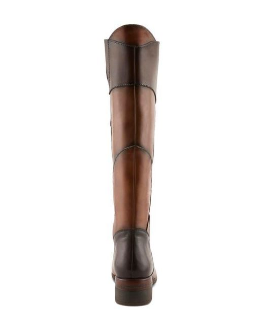 Spring Step Brown Patchwork Knee High Boot