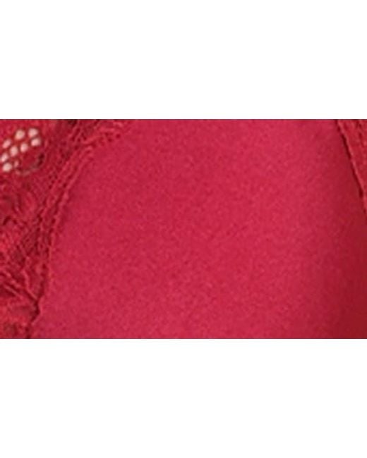 L'Agence Red Annabelle Lace Trim Triangle Bikini Top