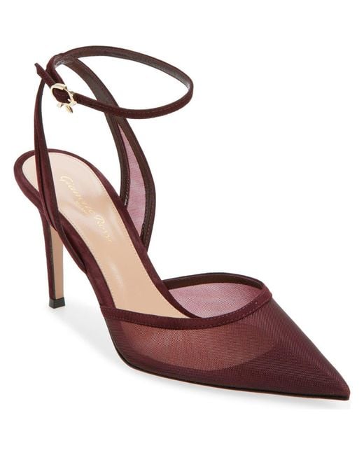 Gianvito Rossi Purple Pointed Toe Ankle Strap Pump