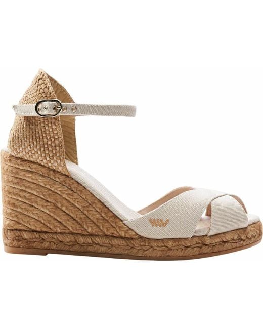 VISCATA Women's Natural Aiguablava Canvas Espadrille Sandal Wedges