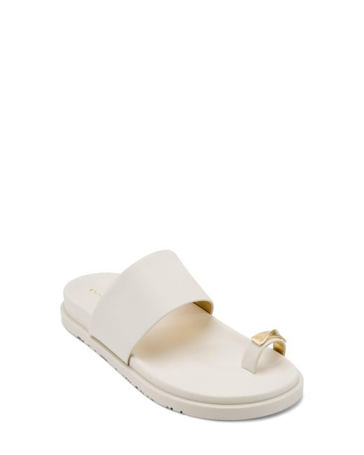 Donna Karan White Hooper Toe Loop Sandal