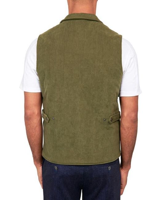 W.r.k. Green Slim Fit Camp Collar Corduroy Snap-Up Vest for men