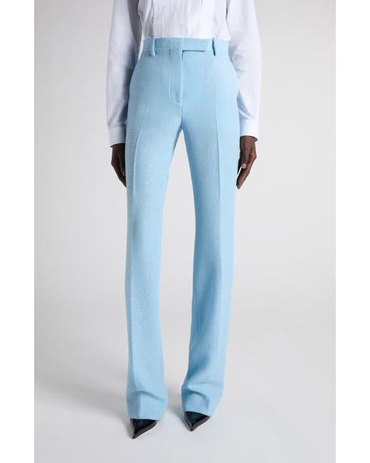 Tom Ford Blue Tailored Sequin Wool Blend Crepe Straight Leg Pants