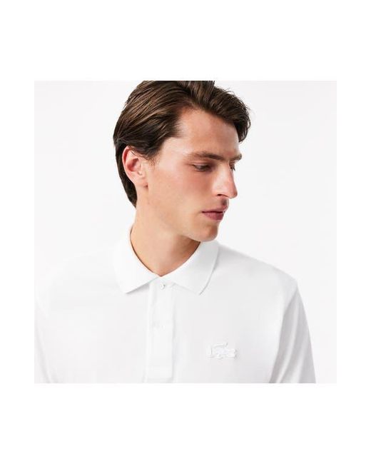 Lacoste White Small Croc Polo for men