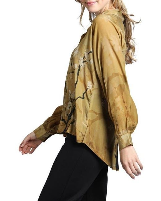 Apny Multicolor Print Split Neck Chiffon Tunic Top