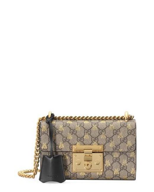 Lyst - Gucci Small Padlock Gg Supreme Bee Shoulder Bag in Natural