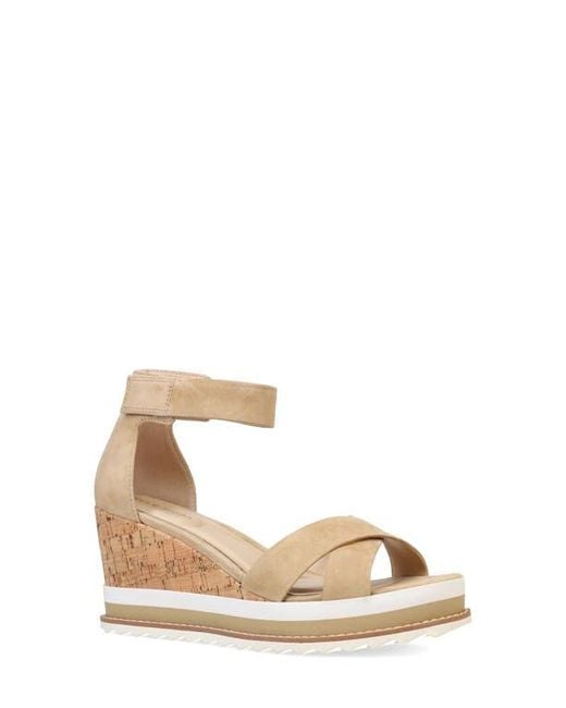 Pelle Moda Natural Westyn Ankle Strap Platform Wedge Sandal