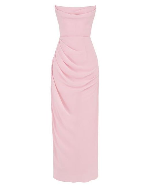 House Of Cb Multicolor Adrienne Satin Strapless Gown